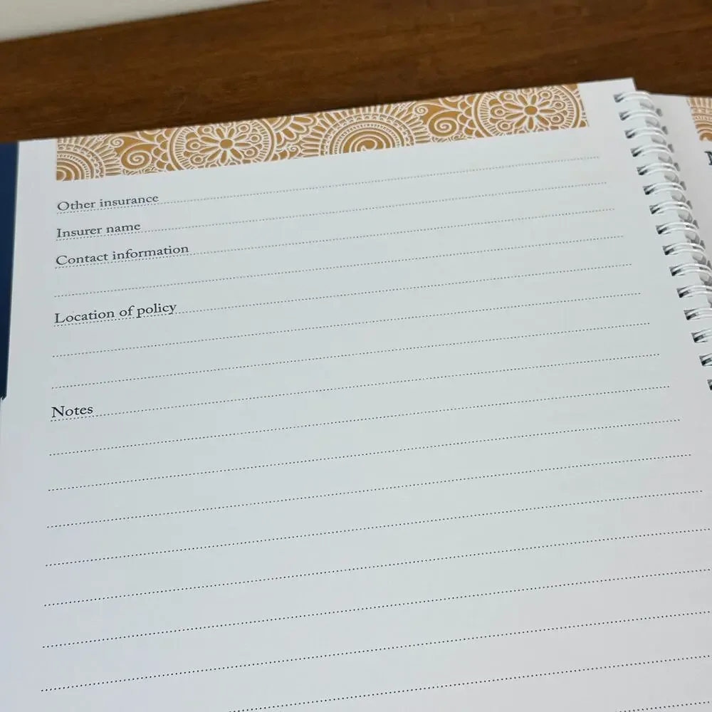 Peace of Mind Planner Important Information about My Belongings Blue